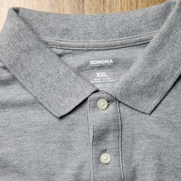 Men's Sonoma Long Sleeve Polo Shirt Grey Size XXL - Picture 2 of 5